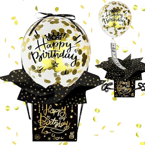 YOUYIKE Scatola Con Palloncini Sorpresa, Scatole Portasoldi Buon Compleanno, Confezione Regalo Per Contanti, Sorpresa Scatola Misteriosa con Palloncini Per Compleanni Feste, La Famiglia E Gli Amic