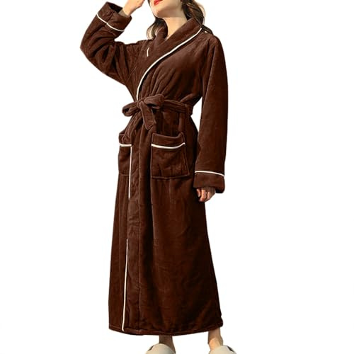 Accappatoio termico da donna in pile spesso, accappatoio termico in flanella, vestaglia personalizzata in pile, vestaglia in spugna, vestaglia in peluche, abbigliamento casual