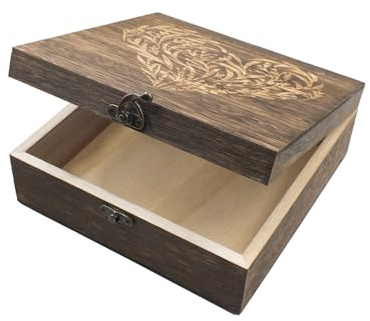 Andenkenbox aus Holz,Herz Holzkiste Erinnerungsbox Geschenkbox Hochzeit Mit Deckel,Dekorative Box für Geburtstag Hochzeit Erinnerung Geburtstag Valentinstag,für Büro oder Zuhause,19 x 19 x 7 cm