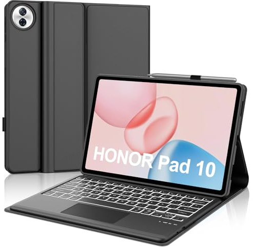 FOGARI Teclado con Touchpad para Honor Pad 10 12.1 2025 | Funda para Honor Pad 10 Español Ñ Teclado Retroiluminado Desmontable Bluetooth con Trackpad para Honor Pad 10 12.1, Negro