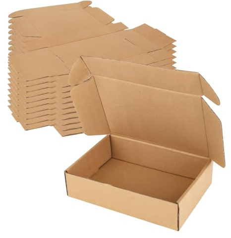 Lot de 10 petites boîtes d'expédition en carton ondulé marron 22 x 15 x 4 cm
