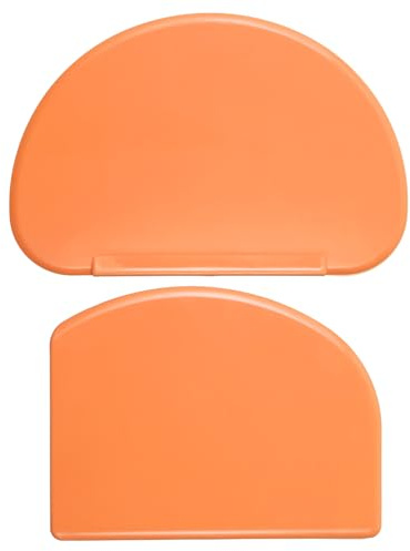 2PCS Orange Silicone Bench Scrapers, Curved Edge Bowl Scrapers Flexible Dough Spatula, Silicone Spatula Scraper for Sourdough, Scraper Tool for Baking Shaping Pastry Dough Proofing Scraping Food