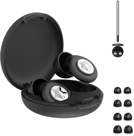 Tapones Oidos Ruido Dormir, 45dB Tapones Reutilizables Ultracómodos para Dormir con 8 Tapones de Silicona para Dormir Concentrarse Viajar y Conciertos