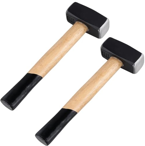 JAPCHET 2 Pcs 2lb/1kg Club Hammer with Wood Handle, Lump Hammer for Camping Woodworking Gardening