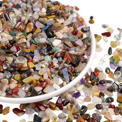 Wrbugukeji 300g Mineralien Dekosteine, 5-7 mm Bunter Trommelsteine
