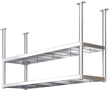Hamankim Ceiling Mount Kitchen Shelf, Industrial Storage Racks Hanging Decorative Display Rack, Floating Pot Pan Storage Shelves Stainless Steel Stand for Restaurant Bar(70x35x80cm)