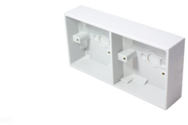 Loops 35mm Deep Dual Plastic Surface Mounted Back Box - 2 Gang Wall Pattress Outlet