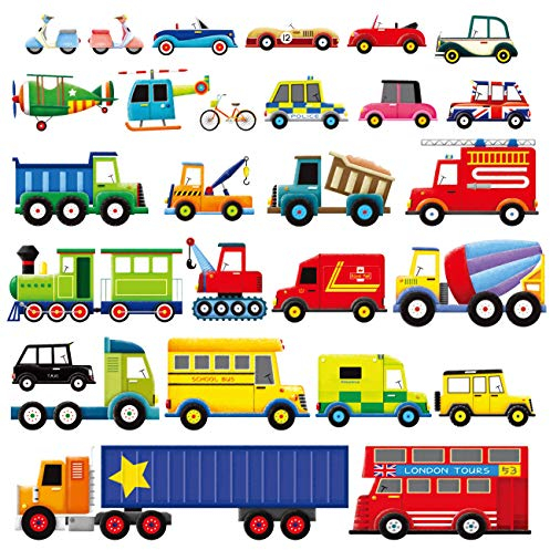 DECOWALL DW-1205 27 Transporte Autos Fahrzeuge Wandtattoo Wandsticker Wandaufkleber Wanddeko für Wohnzimmer Schlafzimmer Kinderzimmer