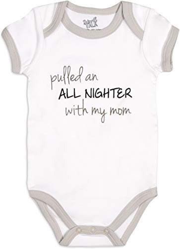 Pavilion Gift Company Baby All Nighter-6-12 Gray Trimmed Onesie Toddler T-Shirt Set, Grey, 6-12 Months