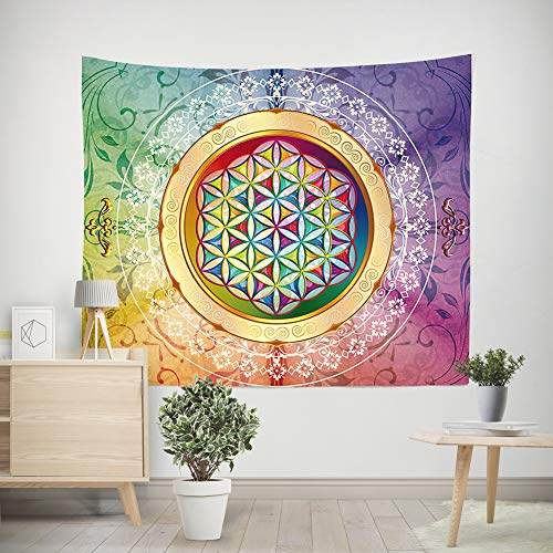 FFCLZ Blume des Lebens hängen Wandteppiche personalisierte Wandteppich dekorative Wandbehang Decke Teppich Yoga Mat Home Decor