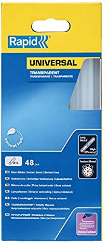 Rapid Stick di colla Rapid da 12 mm Universali trasparenti - Ø12 x 190 mm, 48 pezzi, 880 g, confezionati in scatola