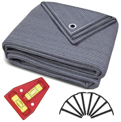 smartpeas Tapis De Sol Extérieur pour Tente Et Auvent en Polyéthylène Bleu/Gris - Œillets en Acier Inoxydable - Robuste Et Lavable - Sac De Transport Et 8 Piquets + Niveau À Bulle