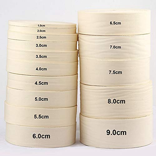 Egurs 100 Meter/roll Baumwollband Baumwollkordel Schrägband Dekoband Kein Fischgrätenmuster 100% Baumwoll Gurtband Baumwollgewebe Beige 4cm