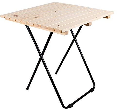 INDA-Exclusiv Klappbarer Campingtisch Beistelltisch Klapptisch Gartentisch Camping Reisetisch aus Holz/Metall Natur 45x45x50 cm