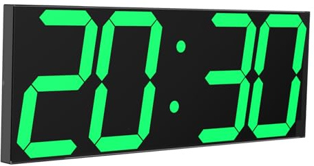 CHKOSDA Orologio digitale a LED, grande orologio da parete con display LED da 18 pollici, visualizzazione 12/24 ore, visualizzazione della temperatura e del calendario (verde)