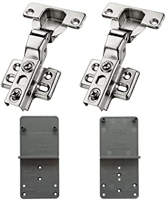 LOOTICH 105 Grad Fixed-On Mittelanschlag Topfscharnier Standardscharniere mit Schließautomatik Integrierte Hydraulisches Dämpfung Scharniere Küchenschrank Kleiderschrank Schranktür Möbel 2 Stück