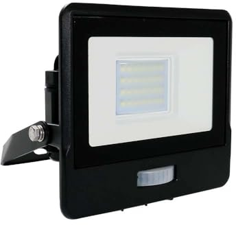 V-TAC Faro LED da Esterno con Chip Samsung 20W con Sensore PIR di Colore Nero Impermeabile, Luce Bianco Freddo