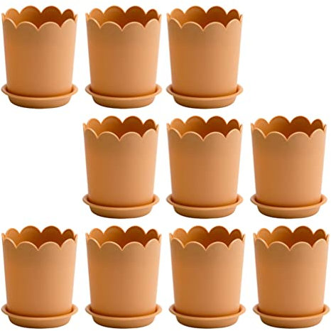 TOPBATHY 10 Juegos Macetas para Plantas De Interior Macetas Transpirables De Plástico Bandeja para para Balcón Terraza Jardín