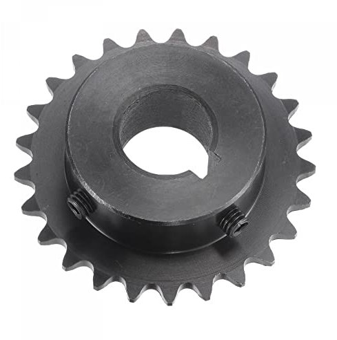 sourcing map Pignone a 25 denti tipo B, catena #25, passo 1/4, foro 16 mm, ossido nero C45 in acciaio al carbonio, scanalatura con viti di fissaggio per ISO 04C