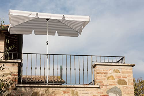 Eclisss Sonnenschirm für Terrasse und Garten, Fallschutz, rechteckiger Sonnenschirm mit Gestell aus Aluminium (Gestell nicht im Lieferumfang enthalten), Weiß und Beige, für Terrasse und Garten