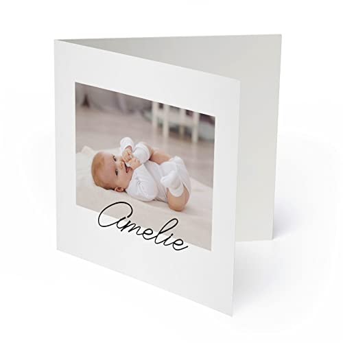 (50 x) Geburtskarten Danksagungskarten Geburt Baby Karte Dankeskarte Mädchen Jungen - Schlicht