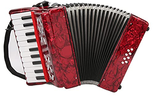 Klavierakkordeon, 22 Tasten, 8 Bässe, Leuchtende Farben, Anfänger-Akkordeon-Musikinstrument mit Riemen, Kinder-Akordeons, Konzertina, Rhythmus-Training, Federinstrument für Jungen, Mädchen, Studenten