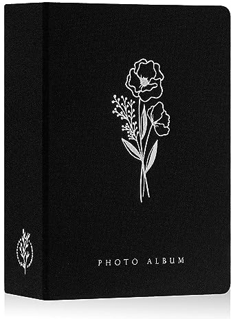 Lanpn Fotoalbum 13x18 200 Bilder, Klein Leinen Einstecken Einsteckalbum für Hochformat Fotos Bilder Schwarz