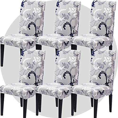 ZHILING Stuhlhussen Bezüge Set von 6 Super Fit Stretch abnehmbare waschbare Esszimmerstuhl Protector Cover Sitzbezug für Hotel, Esszimmer, Zeremonie, Bankett Hochzeitsfeier(Graues Rattan)
