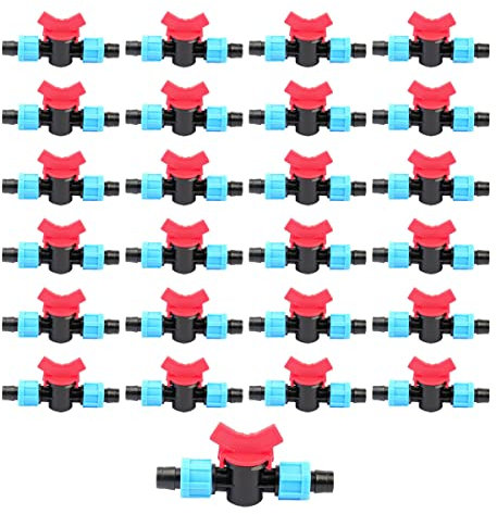 [Pack 25] Valvola di bypass del nastro di irrigazione a goccia 16 mm x 16 mm: durevole, resistente al gelo e agli urti per ambienti difficili. Chiave di passaggio per nastro di irrigazione