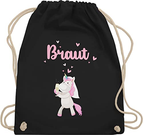 Turnbeutel Rucksack - JGA Junggesellenabschied Frauen - Braut Einhorn - Unisize - Schwarz - beutel brauttaschen bachelorette party sporttasche junggesellinnenabschied outfit jungesselnabschied