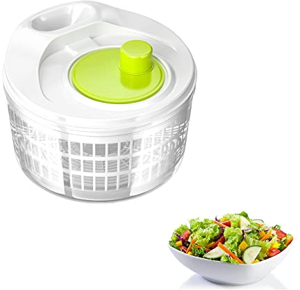 ERFGT Centrifugadora de Ensalada, Secador de Ensalada, Centrifugadora de Lechuga, Centrifugadora Manual, Escurridor Manual 3L con Tapa y Colador Interior, para Frescos, Crujientes, Ensalada