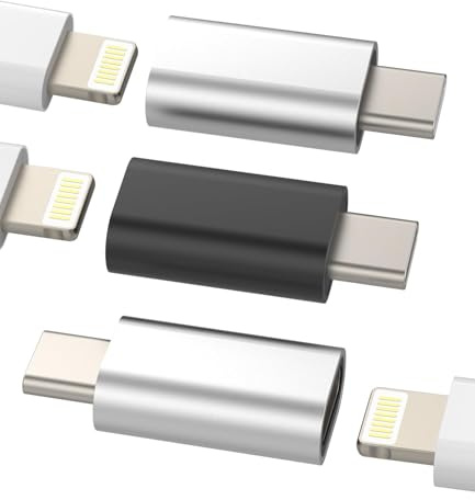 Adaptador USB C a Lightning Cargador Convertidor (lote de 3) iPhone Jack Hembra USBC Macho Enchufe Mini Apple Cable Tipo Charger Adapter Compatible para Huawei Xiaomi Redmi Google Samsung Galaxy LG