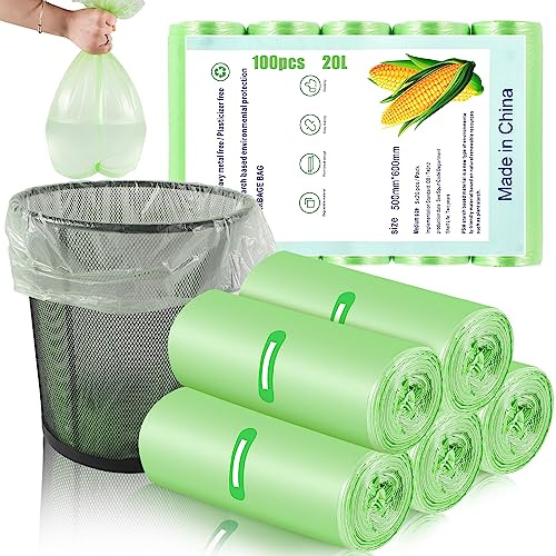 100 x 20 Litre Bin bags, 20 x 24inch Pedal Bin Liners | Small Food Waste Bags for Office Bathroom Kitchen(50x60cm)