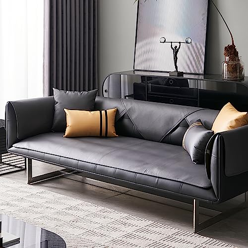LIANGLAOI Kunstleder Sofabezug 1 2 3 4 Sitzer,rutschfest Sofa Überwurf,Waterproof PU Sofa Abdeckung Sofaüberwurf für Hunde,Katzen,Haustiere,Armlehne,Rückenlehne-Schwarz,1pc-80x210cm