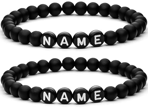 BAVELA Partnerarmband | Buchstabenarmband | Liebesarmband Natursteine | Geschenk für Paare | Freundschaftsarmband | Partnerarmbänder (2 Armbänder)