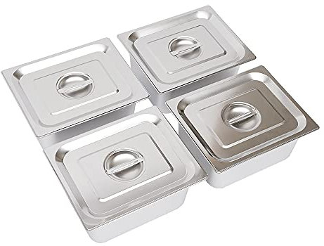 ERICAT Scaldavivande Elettrico 4 Teglie, Scaldavivande Commerciale 4X10 L, Tavolo Elettrico a Vapore, Buffet Professionale in Acciaio Inox for Catering e Ristoranti/2643