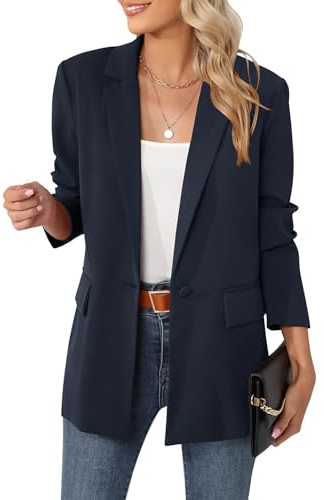 LUYAA Giacca oversize da donna, casual, da lavoro, da ufficio, con fodera e spalline