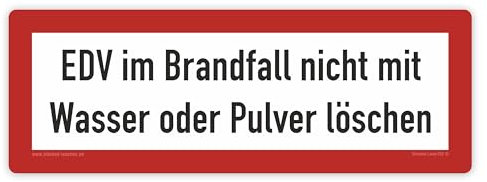Hinweisschild - Brandschutzeinrichtung - Einsatzhinweise - StVO - DIN 4066 - Für Innen und Aussen - PVC Aufkleber - selbstklebend - 105x297mm (10, EDV im Brandf. nicht mit Wasser o. Pulver löschen)