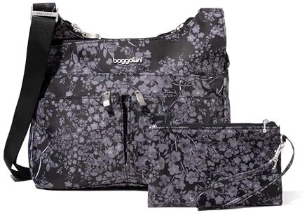 Baggallini Sac à bandoulière pour femme, taille unique, Hortensia noir, Taille unique