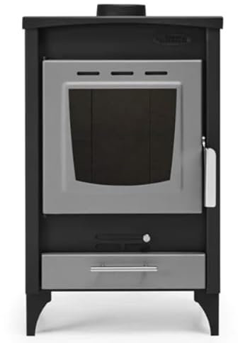 BRICOSOL Estufa de Leña PRENSASTOVE Apolo, Acero, Vermiculita, Estufa de leña, Blanco, Madera, Montaje independiente