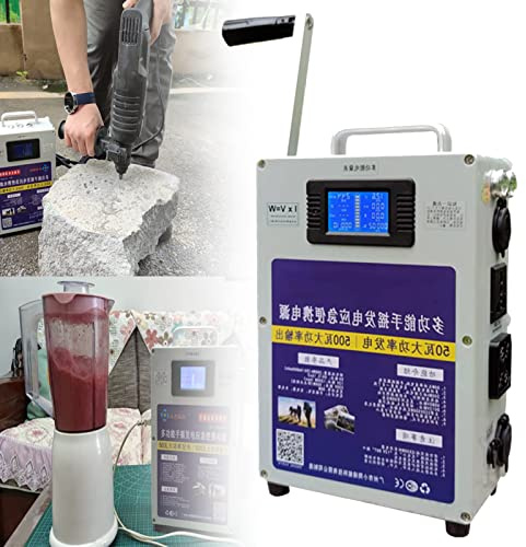JIANGSS Generador Manivela Cargador Generador Inversor Manual para Exteriores, 200 WH 46800 mAh Estación de energía portátil con Enchufe, 27 cm x 18 cm x 10 cm