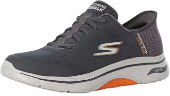 Skechers herr Go Walk Arch Fit 2.0 Simplicity 2Sneaker, Träkol och orange textil syntetisk, 8 UK Wide