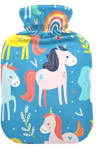 Wärmflasche und Bezug Einhorn Pferd weich warm für Winter Bett Hand Hals und Schultern 2L