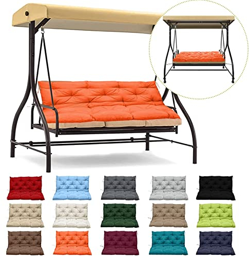RUYICZB Auflagen Kissen Polster Für Hollywoodschaukel, Gartenschaukel Sitzkissen Rückenkissen Bankauflage Polsterauflage Patio Gartenbank Bankkissen Mit Rückenlehne Pflegeleicht,Orange,40x60in