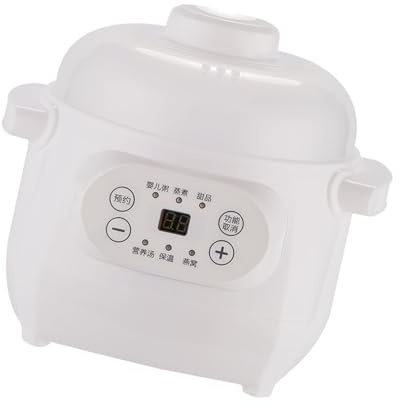 Marmite électrique 1L, Mijoteuse électrique en Céramique, Cuiseur de Bouillie de Soupe en Céramique avec Fonction de Synchronisation pour Soupe de Riz au Porridge (Prise UE 100 à