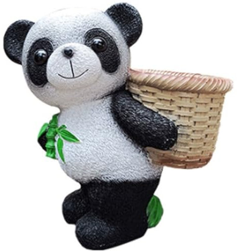 Giant Panda Shape Garden Sculpture, Creative Personality Flower Pot, Garden Figurines Animals, Outdoor Animal Lawn Decoration(A)
