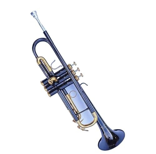 Trompeten Schwarz Gold Musical Trompete Bb B Flache Messing Trompeta Exquisite Instrument Handschuhe