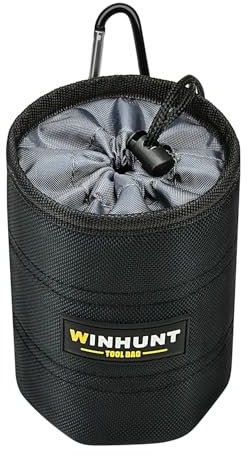 WINHUNT Tool Pouch for Screws and Nails, Wear Resistant Small tools Storage Bag with Metal Belt Clip Attachment,11 x 15cm, Black