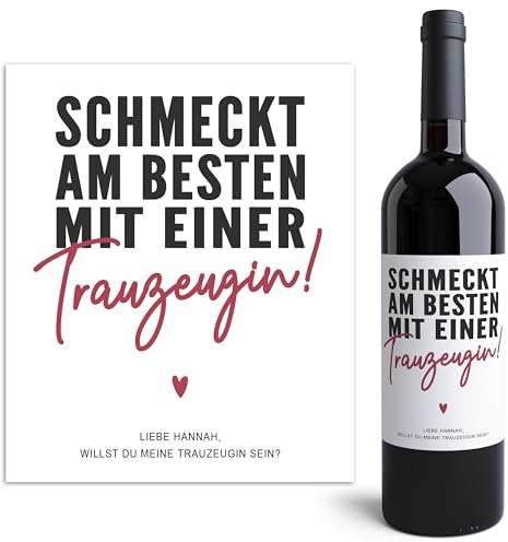 Willst du meine Trauzeugin sein personalisiert eWeinetiketten Trauzeugen fragen Geschenk Flaschenetikett Wein Etiketten selbstklebend 10x12 cm (2 Stk.)