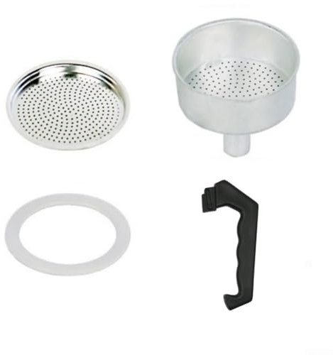 zeroupshop Ensemble d'accessoires pour cafetière, moka expresso, pièce de rechange avec poignée, joint d'étanchéité, filtre pour cafetière expresso, moka (12 tasses)